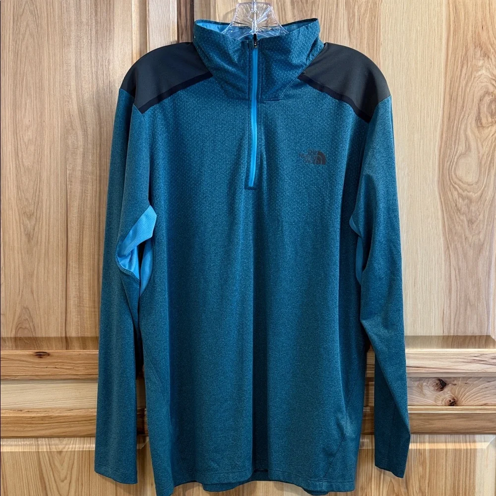 The North Face Men’s FlashDryXD Teal Black Lightweight Quarter Zip Pullover Sz L